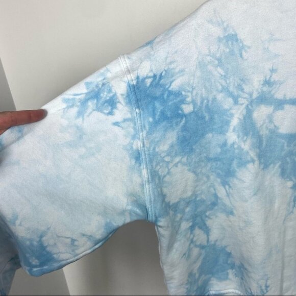 Frankies Bikinis Burl Sweatshirt Baby Blue Tie Dye Hoodie Size Medium Hood Boho - Picture 6 of 10